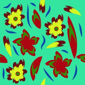 Seamless pattern exotic shapes with flowers and leaves plants Stock Illustration