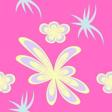 Seamless pattern exotic shapes with flowers and leaves plants Stock Illustration
