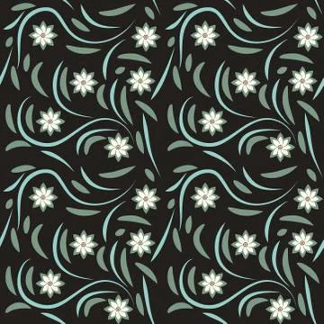 Seamless pattern exotic shapes with flowers and leaves plants Stock Illustration