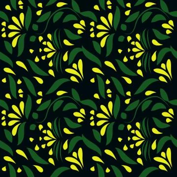 Seamless pattern exotic shapes with flowers and leaves plants Stock Illustration