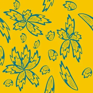 Seamless pattern exotic shapes with flowers and leaves plants Stock Illustration
