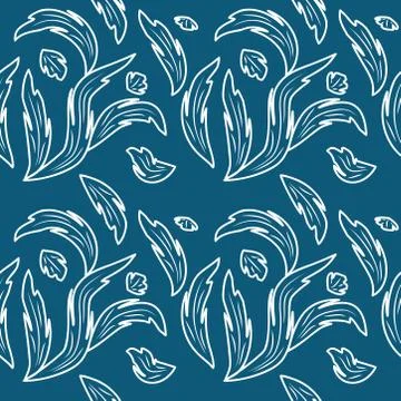 Seamless pattern exotic shapes with flowers and leaves plants Stock Illustration