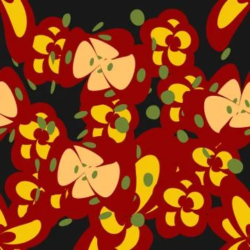 Seamless pattern exotic shapes with flowers and leaves plants Stock Illustration