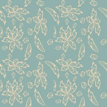 Seamless pattern exotic shapes with flowers and leaves plants Stock Illustration