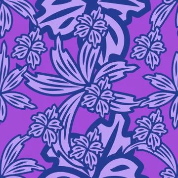 Seamless pattern exotic shapes with flowers and leaves plants Stock Illustration