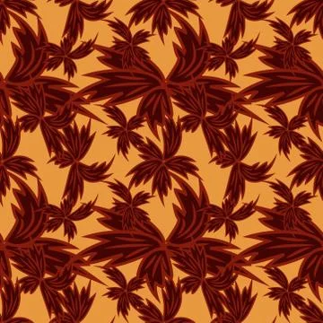 Seamless pattern exotic shapes with flowers and leaves plants Stock Illustration