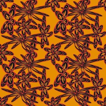 Seamless pattern exotic shapes with flowers and leaves plants Stock Illustration
