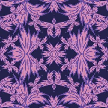 Seamless pattern exotic shapes with flowers and leaves plants Stock Illustration