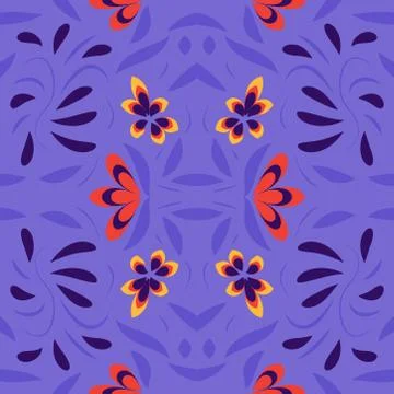 Seamless pattern exotic shapes with flowers and leaves plants Stock Illustration