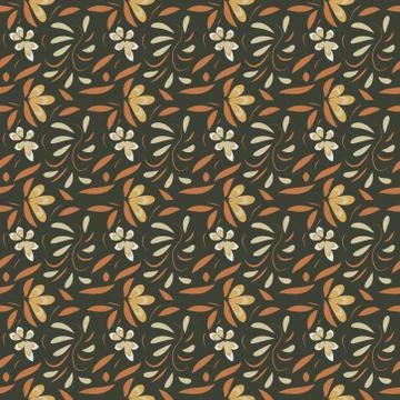 Seamless pattern exotic shapes with flowers and leaves plants Stock Illustration