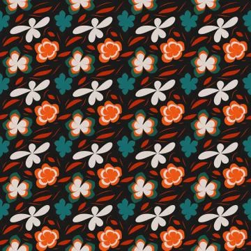 Seamless pattern exotic shapes with flowers and leaves plants Illustrazione stock