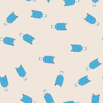 Seamless pattern expandable hard shell suitcase cartoon vector Stock Illustration
