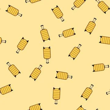 Seamless pattern expandable hard shell suitcase cartoon vector Stock Illustration
