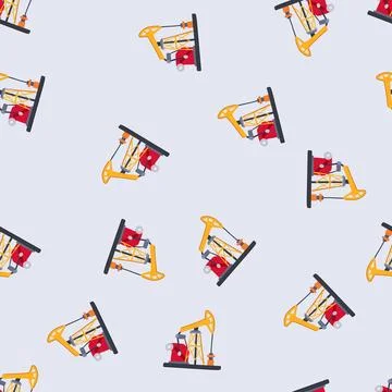 Seamless pattern exploration oil rig cartoon vector Stock Illustration