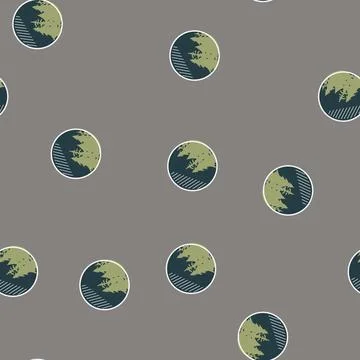 Seamless pattern exploration retro forest badge cartoon vector Illustrazione stock