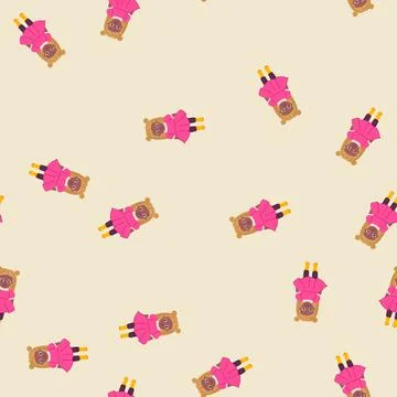 Seamless pattern explore doll toy cartoon vector Stock Illustration
