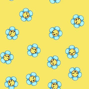 Seamless pattern expression flower face cartoon vector Stock Illustration
