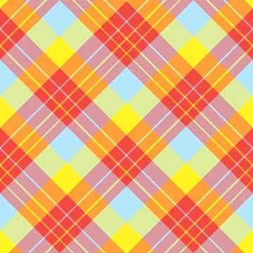 Seamless pattern in exquisite red, yellow and light blue colors for plaid, Stock Illustration