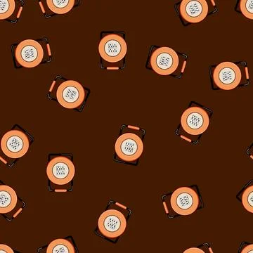 Seamless pattern Extension cord reel supplying multiple power oulets Illustrazione stock