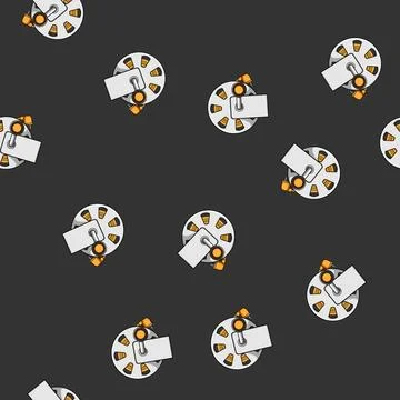Seamless pattern Extension cord reel managing electric power cables Stock Illustration