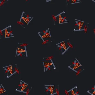 Seamless pattern extraction oil rig cartoon vector Illustrazione stock
