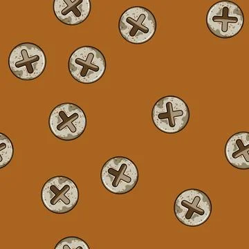 Seamless pattern extractor rusty screw head cartoon vector Stock Illustration