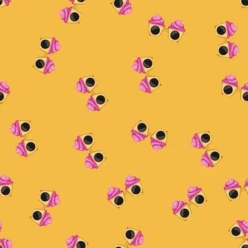 Seamless pattern eye party glasses cartoon vector Stock Illustration