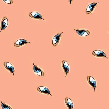Seamless pattern eyeball eye cartoon vector 库存插图