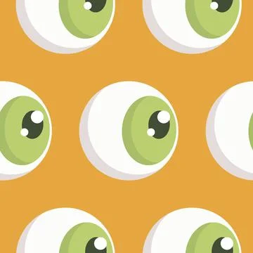 Seamless pattern, eyeball with green iris, vector illustration for textiles,  Illustrazione stock