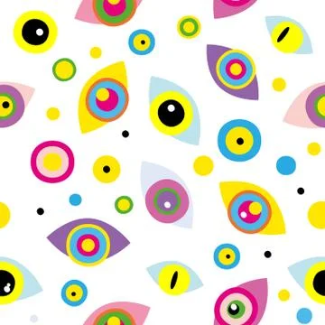 Seamless pattern with eyes, dots Stock Illustration