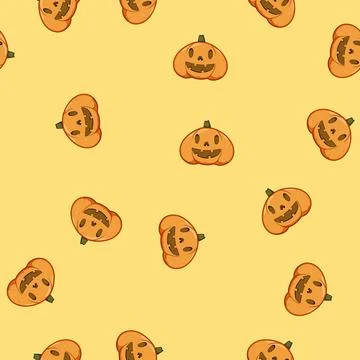 Seamless pattern eyes pumpkin halloween character cartoon vector Stock Illustration