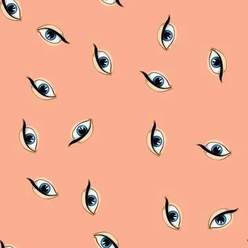 Seamless pattern eyesight eye cartoon vector Stock Illustration