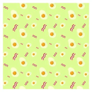 Seamless pattern for fabric or poster. Good nutrition. Eggs and bacon for Stock Illustration