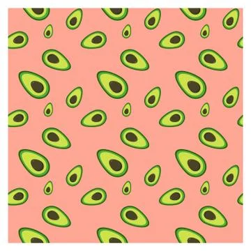Seamless pattern for fabric or poster. Avocado with a bone. Stock Illustration