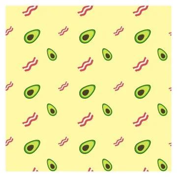 Seamless pattern for fabric or poster. Repeat healthy Breakfast with avocado Stock Illustration