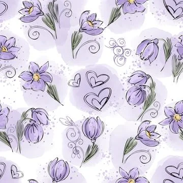 Seamless pattern for fabric, packaging with snowdrops. The spring pattern is Stock Illustration