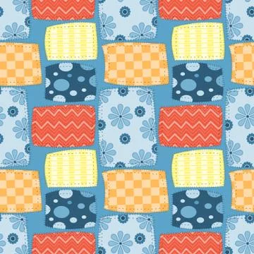 Seamless pattern of fabric patch. Stock-Illustration