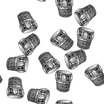 Seamless pattern fabric sewing thimble sketch hand drawn Stock Illustration