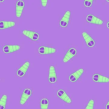 Seamless pattern fabric sleeping bag cartoon vector Stockillustratie