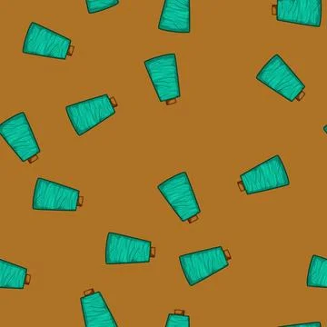 Seamless pattern fabric thread spool cartoon vector Stock Illustration