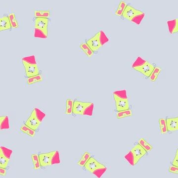 Seamless pattern face cotton pads cartoon vector Stock Illustration