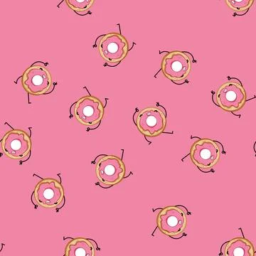 Seamless pattern face donut character cartoon vector Stock Illustration
