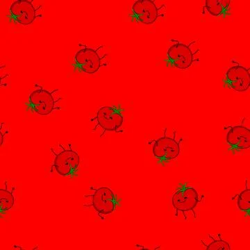 Seamless pattern face fruit vegetable character cartoon vector Stock Illustration