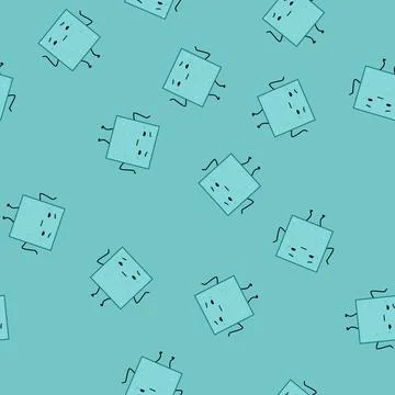 Seamless pattern face geometric shape character cartoon vector Illustrazione stock