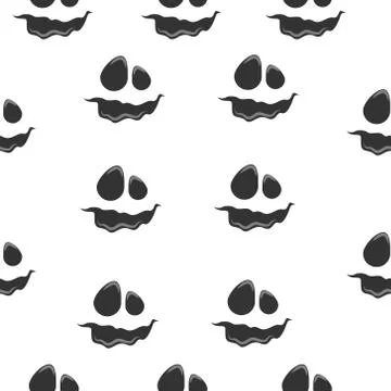 Seamless pattern face ghost and pumpkin isolated on white background Stock Illustration