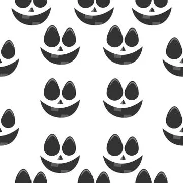 Seamless pattern face ghost and pumpkin isolated on white background Stock Illustration