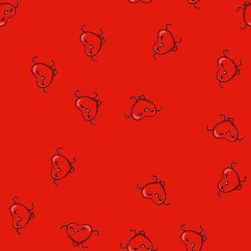 Seamless pattern face heart character cartoon vector 스톡 일러스트