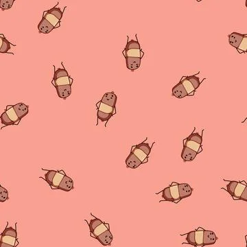 Seamless pattern face meat character cartoon vector Stock Illustration