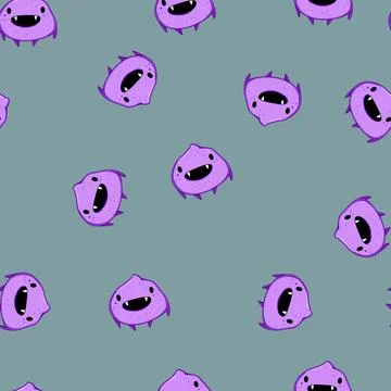 Seamless pattern face monster character cartoon vector Stockillustratie