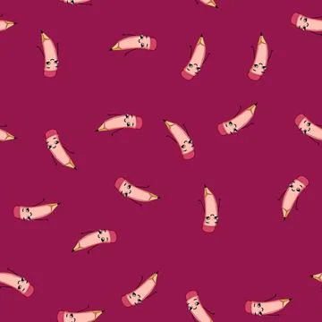 Seamless pattern face pen character cartoon vector Illustrazione stock
